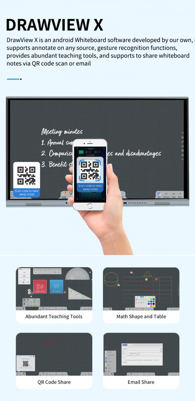 Iboard 新製品 98インチ 4K スマートディスプレイ インタラクティブなフラットパネルディスプレイ 会議室用タッチスクリーンモニター 6