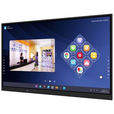 65 75 86 98 インチ LCD スマートボード インタラクティブ 4mm テンパーガラス アンドロイド Windows 10/11 Pro タッチ指 スマートモニター