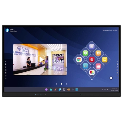 65 75 86 98 インチ LCD スマートボード インタラクティブ 4mm テンパーガラス アンドロイド Windows 10/11 Pro タッチ指 スマートモニター