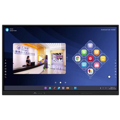 65 75 86 98 インチ LCD スマートボード インタラクティブ 4mm テンパーガラス アンドロイド Windows 10/11 Pro タッチ指 スマートモニター
