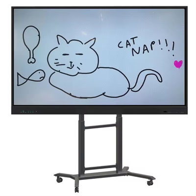 インタラクティブなスマートタッチスクリーンテレビ用のテレビ床スタンド モバイルスタンド高度調整可能なテレビカートマウント