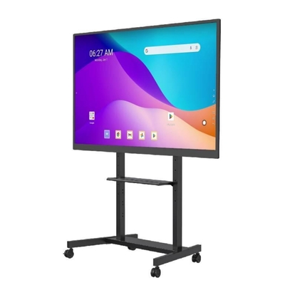 工場卸売 55"-86" 調節可能なモバイルテレビスタンド（車輪付き）互換性インタラクティブホワイトボードスマートパネル最大220ポンドスチールフレームローリングTVカート