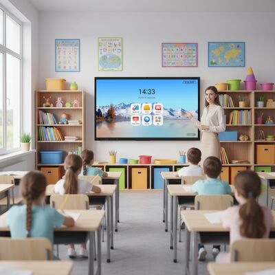 4K UHD解像度20点タッチとAndroid 10.0OSデジタル教学ボードのインタラクティブなフラットパネル