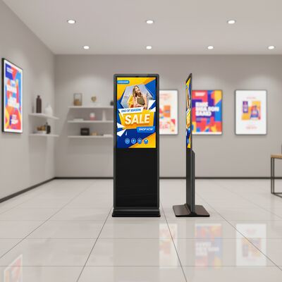 43 55 65 75インチ 屋内静電容量式タッチスクリーン フロアスタンディングデジタルサイネージ 4K 業務用インタラクティブ広告ディスプレイ