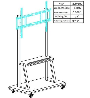相互板タッチ画面のパネルのサイズ52" ~86"の調節可能な高さのスーツのための移動式立場