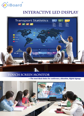 75インチの相互タッチ画面Whiteboard 1651x929mm、Android8.0、黒く、銀製