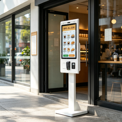 QRスキャナーカメラレシートプリンター付き静電容量式タッチセルフサービス注文キオスク